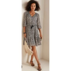 Soft Surroundings Hazel Dress Black Ruffles Sz PXS NWOT Tiered Sheer